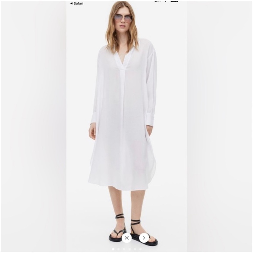 H&M White Long Sleeve Dress Tune
